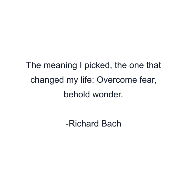 The meaning I picked, the one that changed my life: Overcome fear, behold wonder.