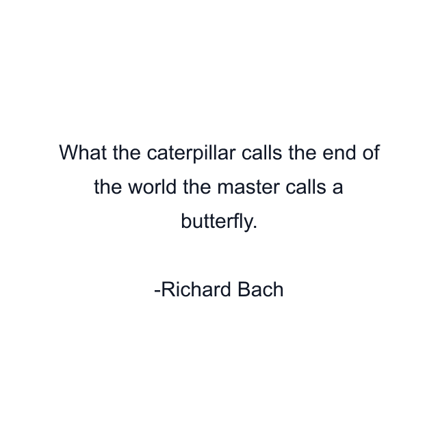 What the caterpillar calls the end of the world the master calls a butterfly.