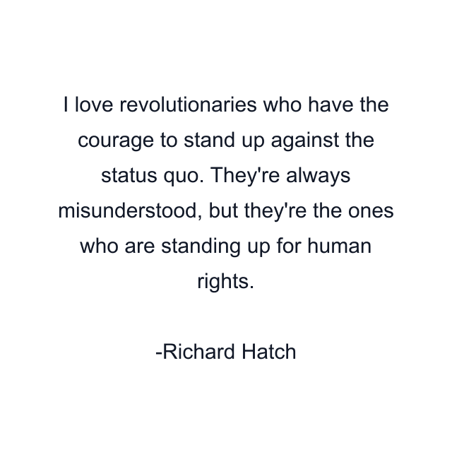 I love revolutionaries who have the courage to stand up against the status quo. They're always misunderstood, but they're the ones who are standing up for human rights.