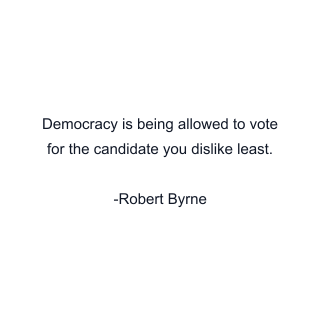 Democracy is being allowed to vote for the candidate you dislike least.