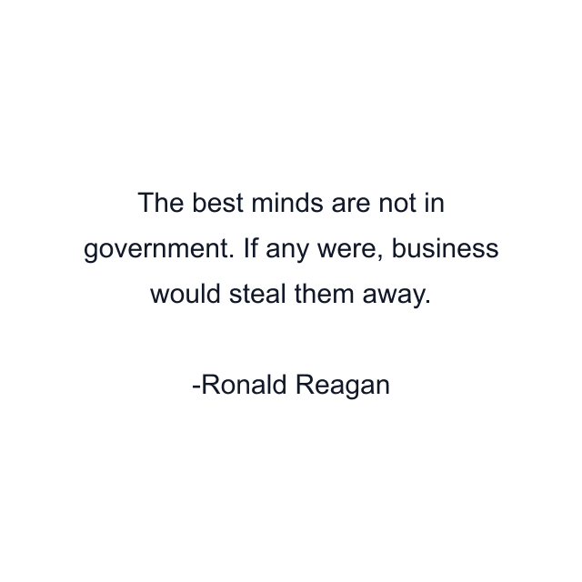 The best minds are not in government. If any were, business would steal them away.