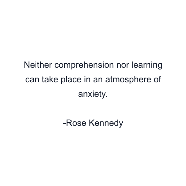 Neither comprehension nor learning can take place in an atmosphere of anxiety.