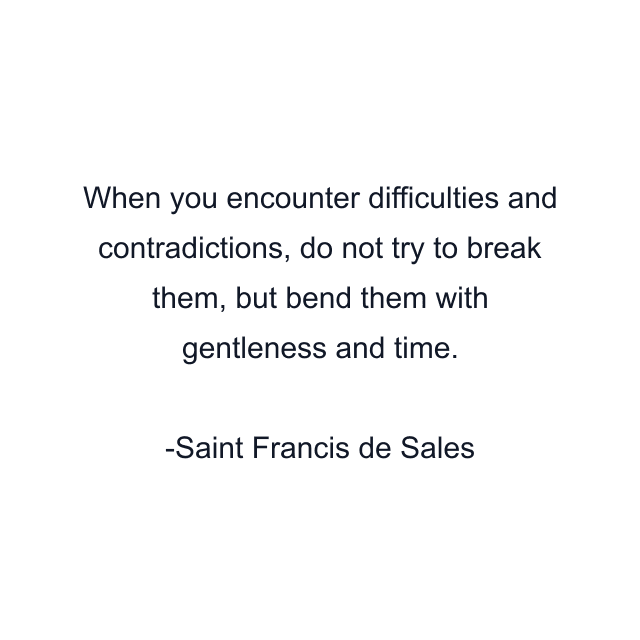 When you encounter difficulties and contradictions, do not try to break them, but bend them with gentleness and time.