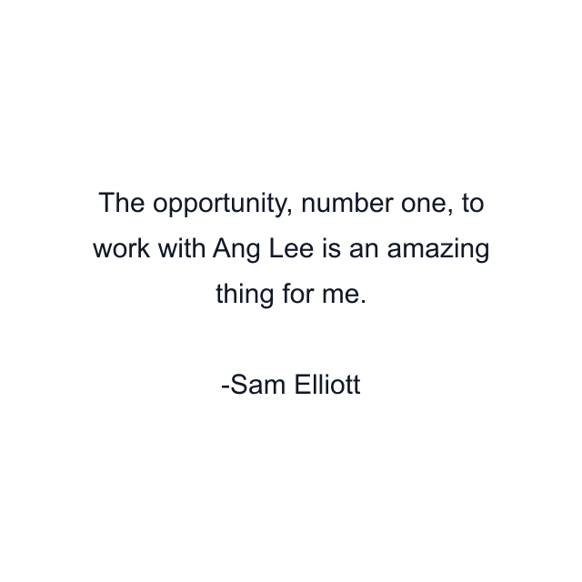 The opportunity, number one, to work with Ang Lee is an amazing thing for me.