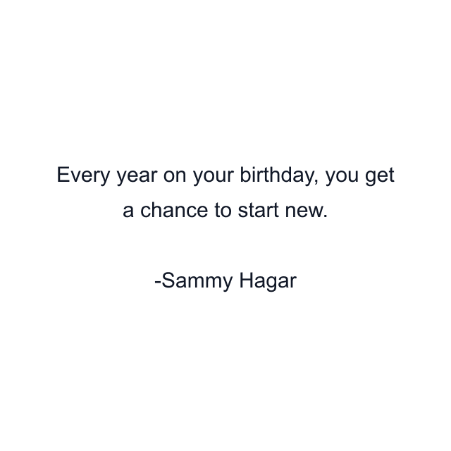 Every year on your birthday, you get a chance to start new.