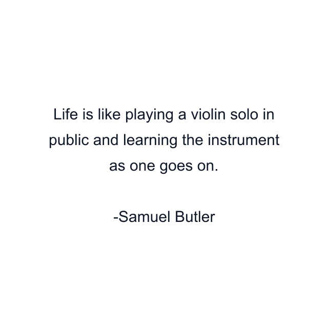 Life is like playing a violin solo in public and learning the instrument as one goes on.