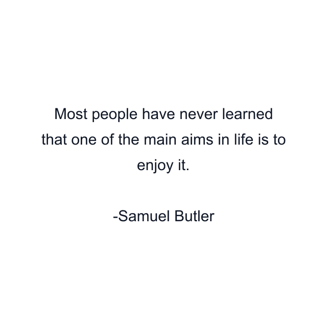 Most people have never learned that one of the main aims in life is to enjoy it.