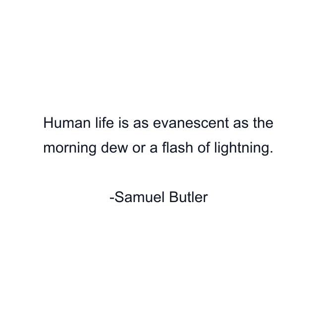 Human life is as evanescent as the morning dew or a flash of lightning.