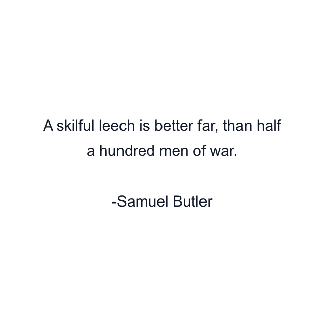 A skilful leech is better far, than half a hundred men of war.