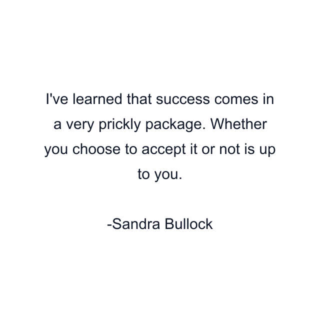 I've learned that success comes in a very prickly package. Whether you choose to accept it or not is up to you.