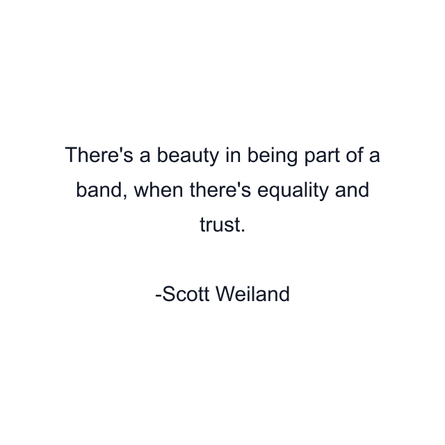 There's a beauty in being part of a band, when there's equality and trust.