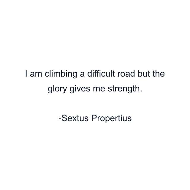 I am climbing a difficult road but the glory gives me strength.