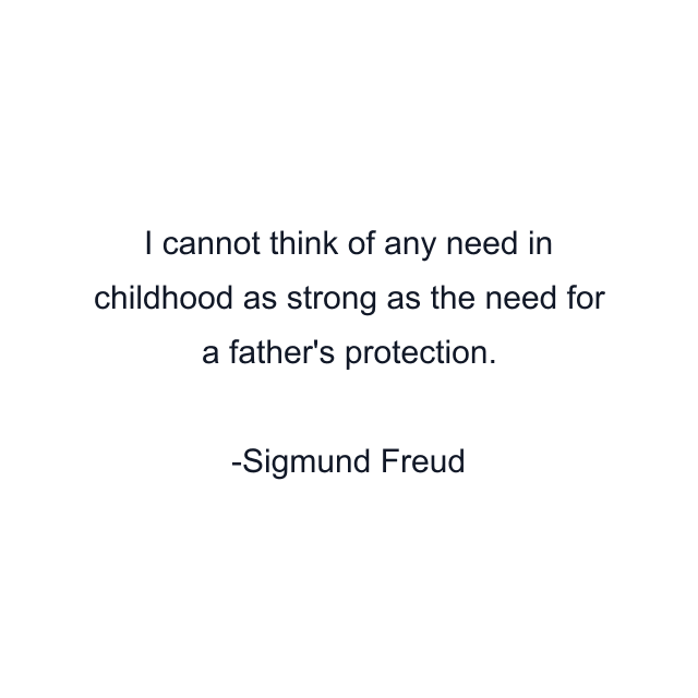 I cannot think of any need in childhood as strong as the need for a father's protection.