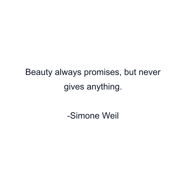 Beauty always promises, but never gives anything.