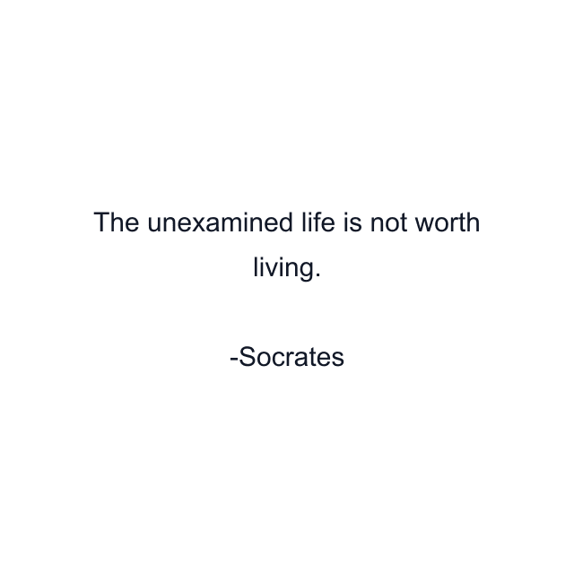 The unexamined life is not worth living.