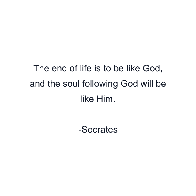 The end of life is to be like God, and the soul following God will be like Him.