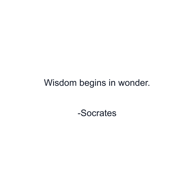 Wisdom begins in wonder.