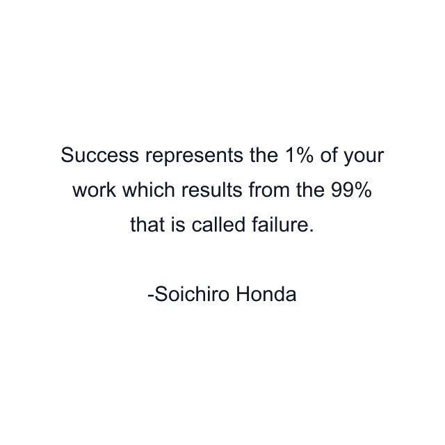 Success represents the 1% of your work which results from the 99% that is called failure.