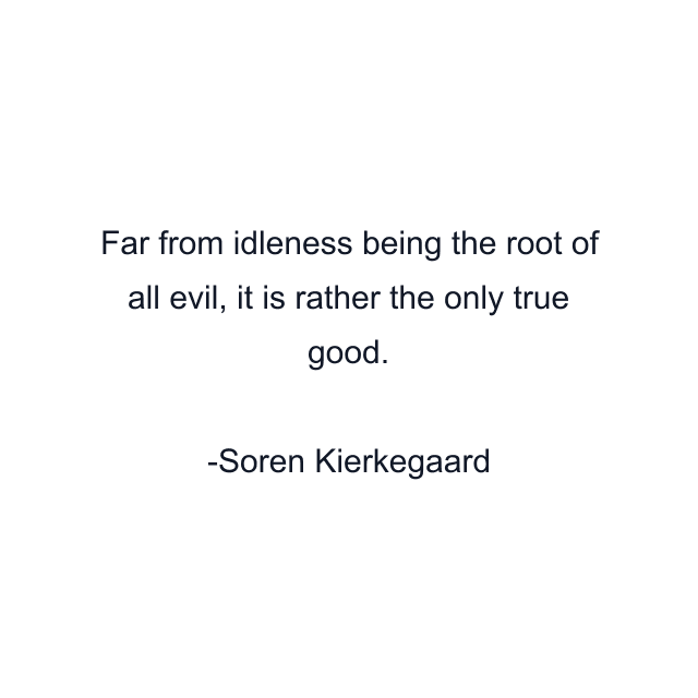 Far from idleness being the root of all evil, it is rather the only true good.