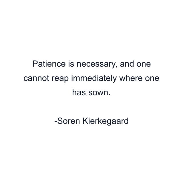 Patience is necessary, and one cannot reap immediately where one has sown.