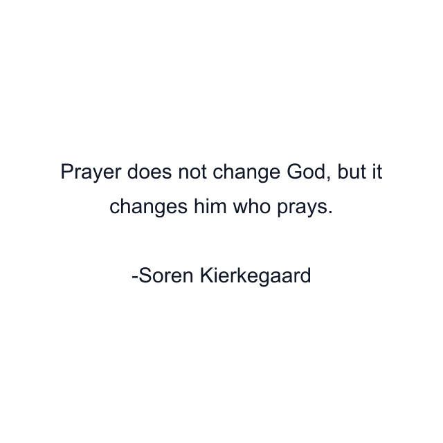 Prayer does not change God, but it changes him who prays.