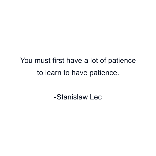 You must first have a lot of patience to learn to have patience.