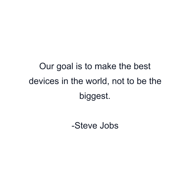 Our goal is to make the best devices in the world, not to be the biggest.