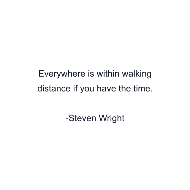 Everywhere is within walking distance if you have the time.