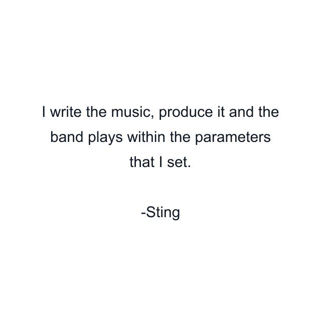 I write the music, produce it and the band plays within the parameters that I set.