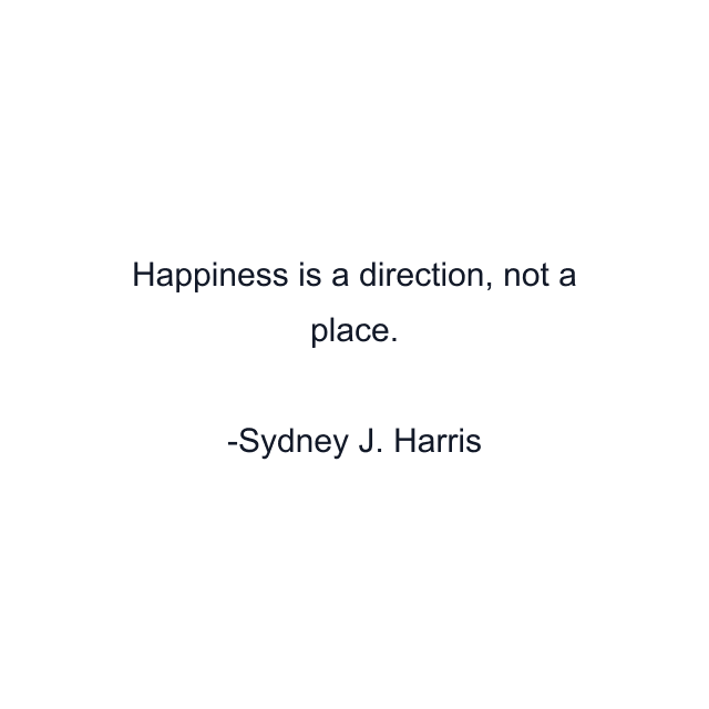 Happiness is a direction, not a place.