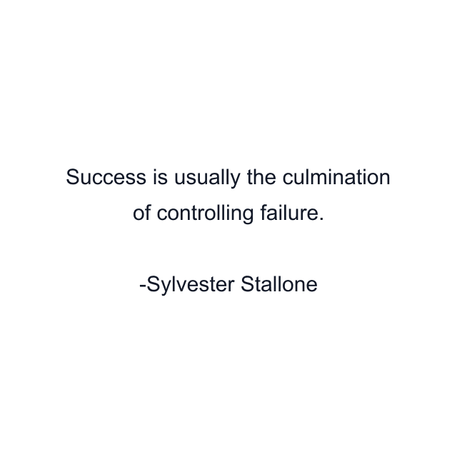 Success is usually the culmination of controlling failure.