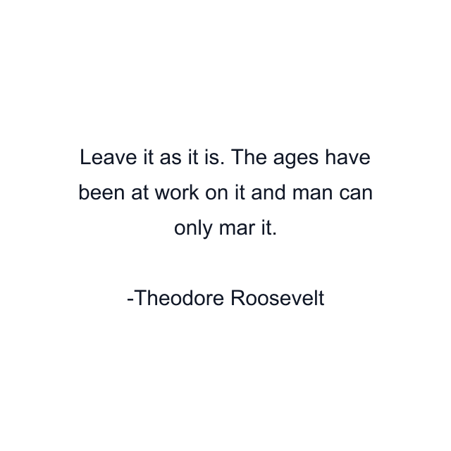 Leave it as it is. The ages have been at work on it and man can only mar it.