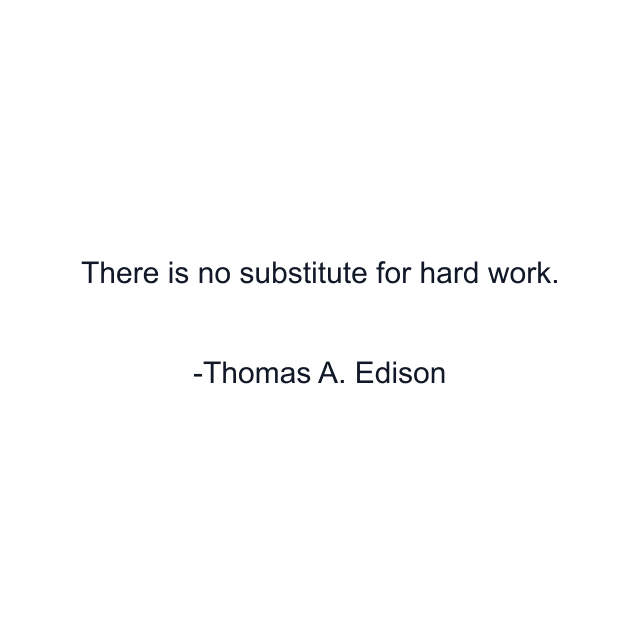 There is no substitute for hard work.