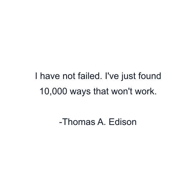 I have not failed. I've just found 10,000 ways that won't work.