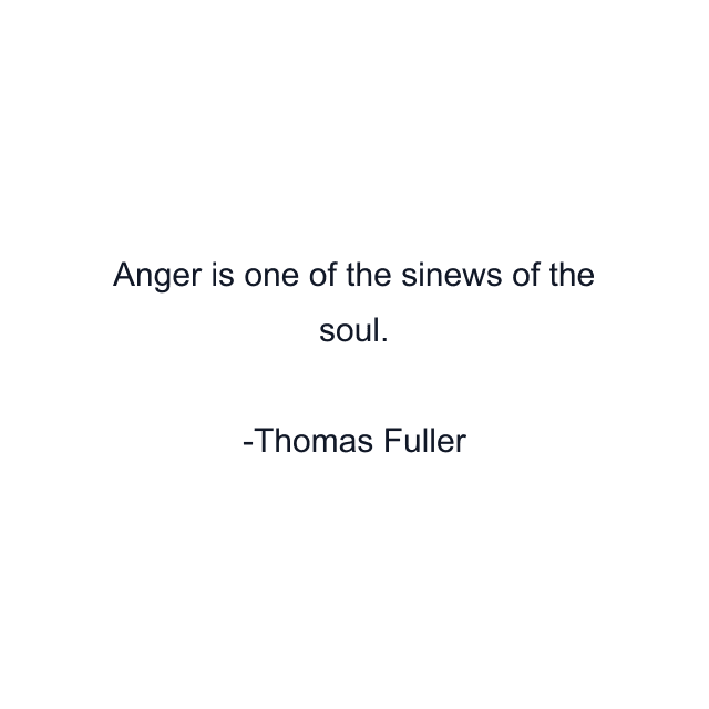 Anger is one of the sinews of the soul.