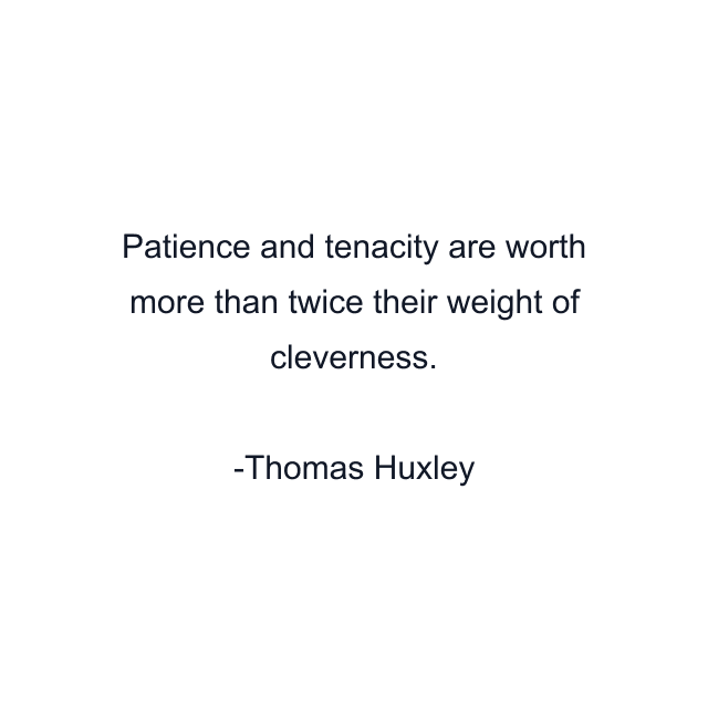 Patience and tenacity are worth more than twice their weight of cleverness.