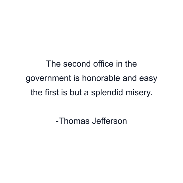 The second office in the government is honorable and easy the first is but a splendid misery.