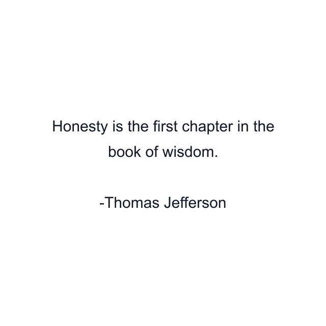 Honesty is the first chapter in the book of wisdom.