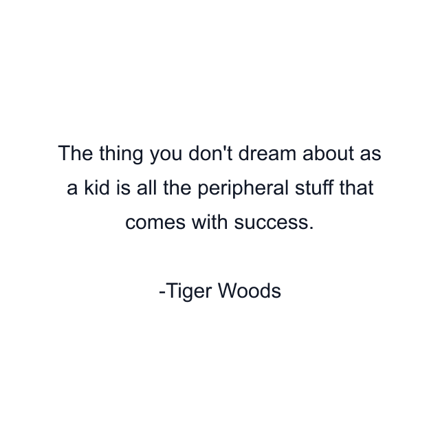 The thing you don't dream about as a kid is all the peripheral stuff that comes with success.