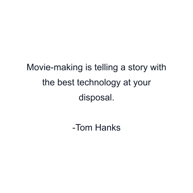 Movie-making is telling a story with the best technology at your disposal.