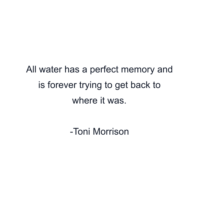 All water has a perfect memory and is forever trying to get back to where it was.