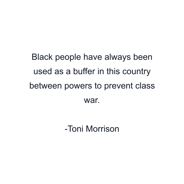 Black people have always been used as a buffer in this country between powers to prevent class war.