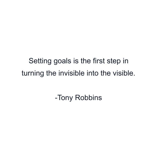 Setting goals is the first step in turning the invisible into the visible.