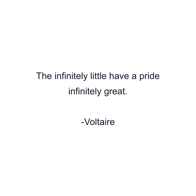 The infinitely little have a pride infinitely great.