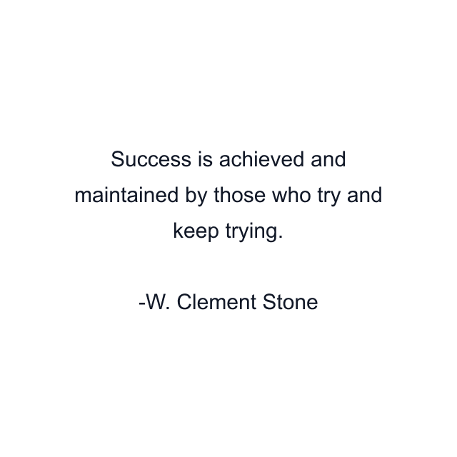 Success is achieved and maintained by those who try and keep trying.