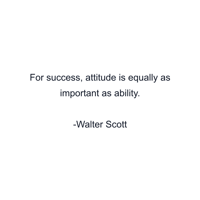 For success, attitude is equally as important as ability.