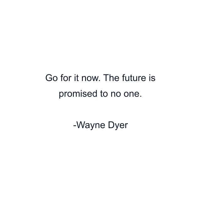 Go for it now. The future is promised to no one.