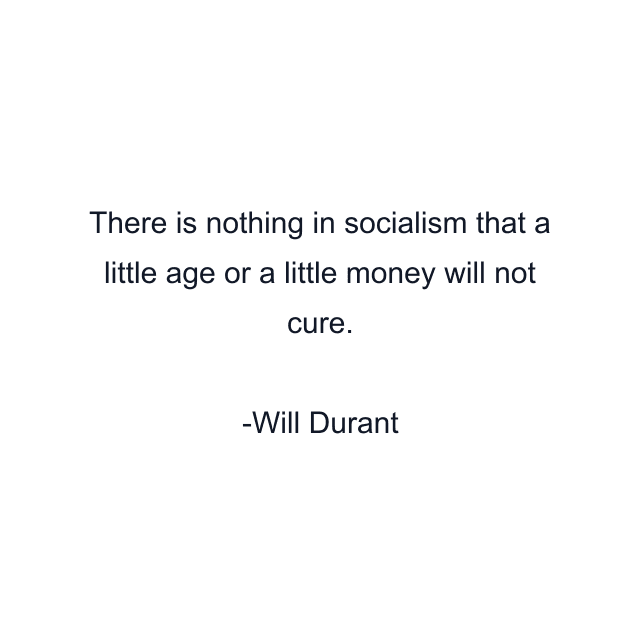 There is nothing in socialism that a little age or a little money will not cure.