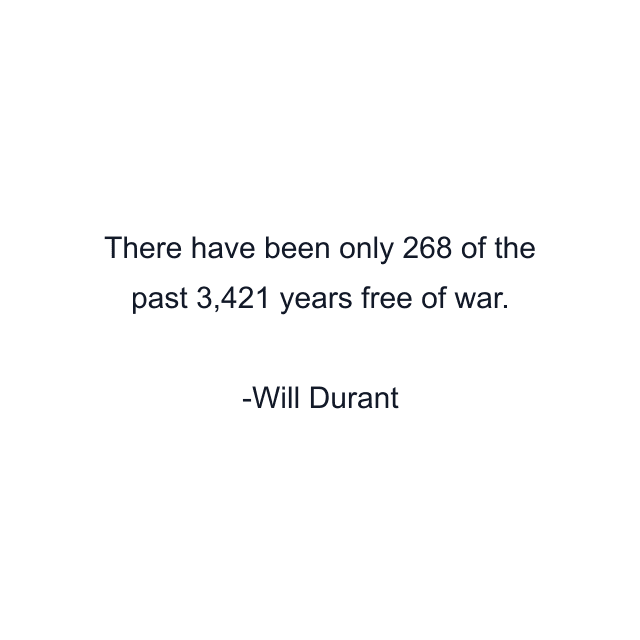 There have been only 268 of the past 3,421 years free of war.