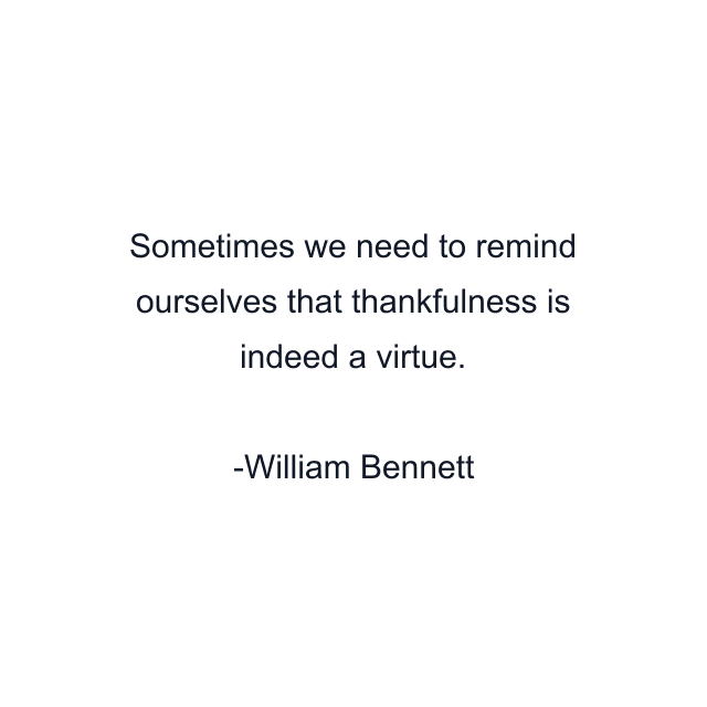 Sometimes we need to remind ourselves that thankfulness is indeed a virtue.